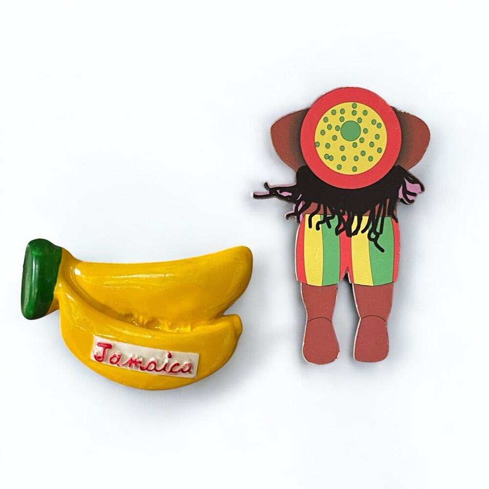 Vintage Jamaica Magnet Set of Two Banana and Jamaican Travel Island Retro Cruise